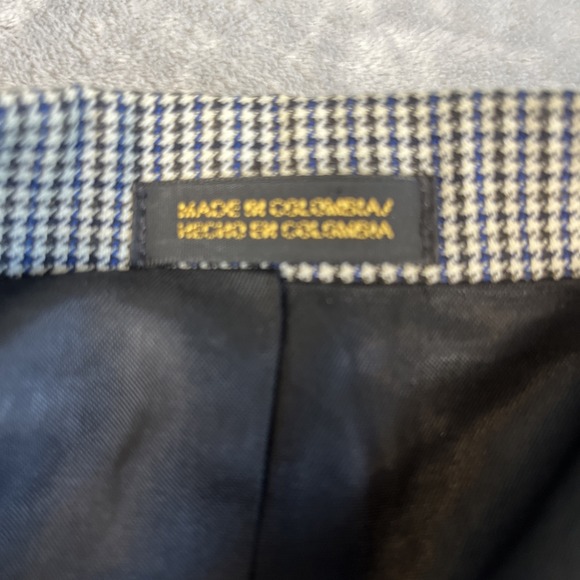 Stafford Houndstooth Check Blazer Mens 48R 2-Button Sport Coat Green Blue Jacket - Picture 7 of 10